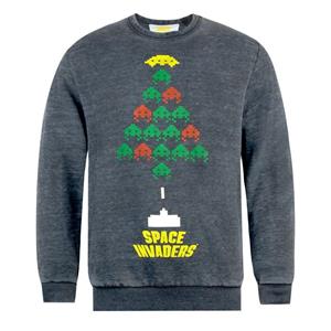 Space Invaders Unisex volwassenen kerstboom Burnout Sweatshirt L grijs