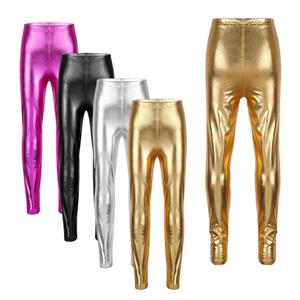 IEFiEL Kinderen Meisjes Glanzende Metallic Magere Legging Broek Strakke Rekbare Fancy Hip Hop Party Danskostuums 5-6 Years zwart