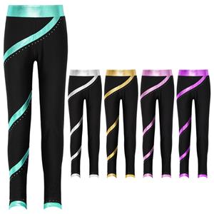 IEFiEL Kinderen meisjes kunstschaatsen gymnastiek prestatie legging glanzende strass skinny broek 9-10 Years paars