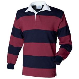FRONT ROW Sportrugby-poloshirt met lange mouwen en genaaid gestikte strepen op de eerste rij L marineblauwe kleur