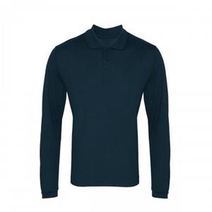 Premier Coolchecker piqué poloshirt met lange mouwen voor heren S zwart
