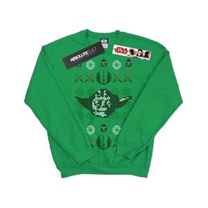 Star Wars Mens Christmas Yoda Head Fair Isle Sweatshirt L bosgroene kleur