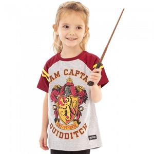Harry Potter Girls Quidditch Team Captain T-shirt met korte mouwen 11-12 rood/grijs