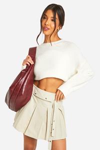 Boohoo Geweven Mini Tennis Rokje, Stone