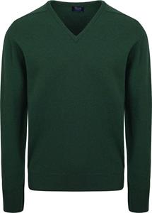 Sweater William Lockie V-Hals Lamswol Tartan Donkergroen