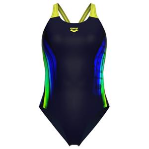 Arena - Women's Breath Swimsuit V Back Low Back - Badpak, blauw