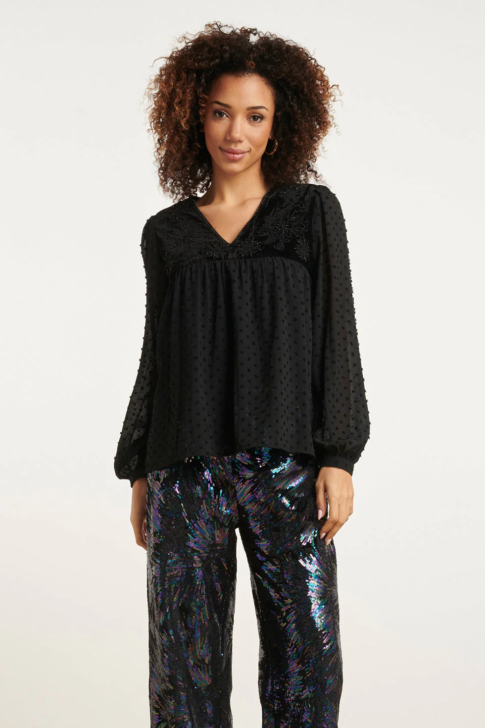 Smashed Lemon 24806 e elegante gestippeld chiffon top |