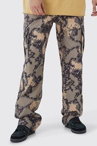 Boohoo Tall Baggy Camouflage Print Cargo Broek, Stone