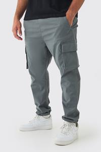 Boohoo Plus Slim Fit Cargo Broek Met Elastische Taille En Enkel Detail, Charcoal