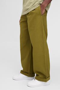 Boohoo Korte Baggy Cargo Broek Met Omgeslagen Zoom En Elastische Taille, Khaki