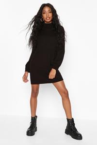 Boohoo Trui Jurk Met Col En Shirtmouwen, Zwart
