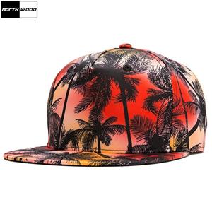NORTHWOOD 2 Kleuren Hip Hop Hoeden Print Snapback Hip-Hop Cap Mannen Vrouwen Baseball Caps Outdoor Strand Zonnehoed 55-60 cm rood