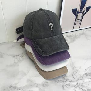 Forever Worth Vraagteken Patroon Baseball Cap Dames Koreaanse Stijl Paar Denim Piekte Hoed Mode Straat All-Match Vintage Cap 56-58cm wit