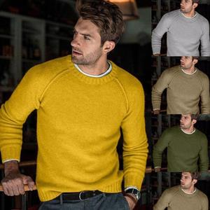 MAITA Clothscenery Herfst Winter Heren Effen Kleur Casual Lange Mouw Gebreide Pullover Slim Sweater Top S zwart
