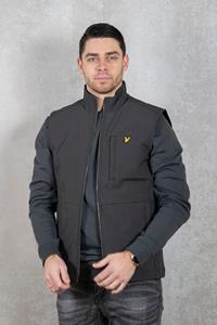 Softshell donkergrijs giletjack met logo van Lyle & Scott