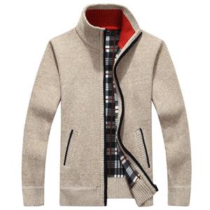 WannaWear Wintertrui Heren Vest Fluwelen Dikke Casual Tops Losse warme modekleding Trui voor heren L beige