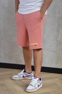 Heren Lacoste Washed Effect Bedrukte Fleece Shorts in Rood