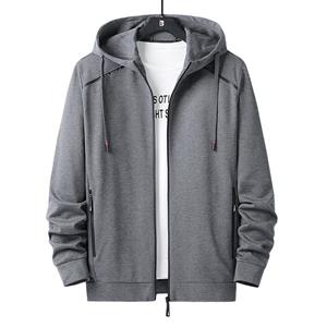 OO Fashion-2 Herfst en winter herenkleding jas groot formaat casual mode effen kleur stiksels hooded sweatershirt jas merk XXXL rood