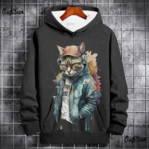 ETST 07 Dierenhoodies voor heren 3D-kattenprint Hoge kwaliteit herenkleding Losse oversized sportkleding Straat Harajuku Pullover Herfsttops L