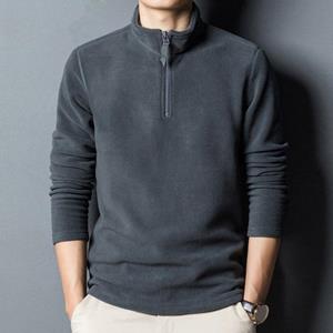 Lucky Black Cat Heren Sweatshirt Effen Kleur Lange Mouw Ritssluiting Opstaande Kraag Pullover Top Dikke Polar Fleece Nekbescherming Middellange Heren Top M zwart