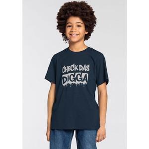 KIDSWORLD T-shirt Sprücheshirt: CHECK DAS DIGGA Korte mouwen, basic pasvorm, bedrukt, ronde hals