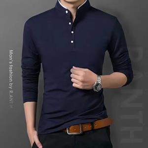 TryTry Heren Business Casual Polo T-shirt met lange mouwen Zomer Comfortabel en ademend Effen katoenen top S zwart