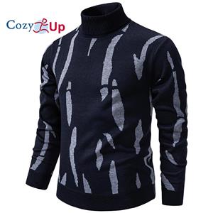 Cozy Up Heren Verdikte en Pluizige Hoge Kraag Pullover Trui M lichtgrijze kleur