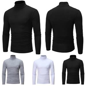 EG76LD Herenmode T-shirts Truien Coltrui Lange mouw Effen Winter Herfst Basic M-3XL 2XL zwart