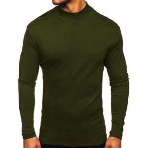 Global UI Heren T-shirt Hoge hals Dun fluwelen onderhemd Herfst- en winterslanke herenkleding met lange mouwen M kaki