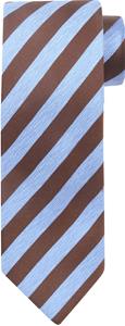Suitable Stropdas Zijde Streep Blauw Bruin -