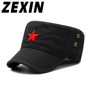 ZEXIN-pet Vier seizoenen ademende gaten Vijfsterrenborduurwerk Platte pet Outdoor Vrije tijd Eend Tongpet Zonnescherm Militaire pet 55-59CM