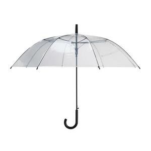 Transparante paraplu - kunststof handvat - dia 100 cm - doorzichtig - zwarte accenten -