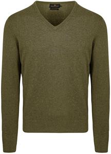 Steppin' Out Trui Cotton Cashmere V-hals Olijfgroen