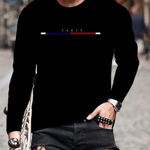 ETST WENDY 005 T-shirt met lange mouwen en 3D Cool Wave-letterprint, ronde hals, polyesterstof, lichte stretch, normaal, casual, sportstijl, lente S