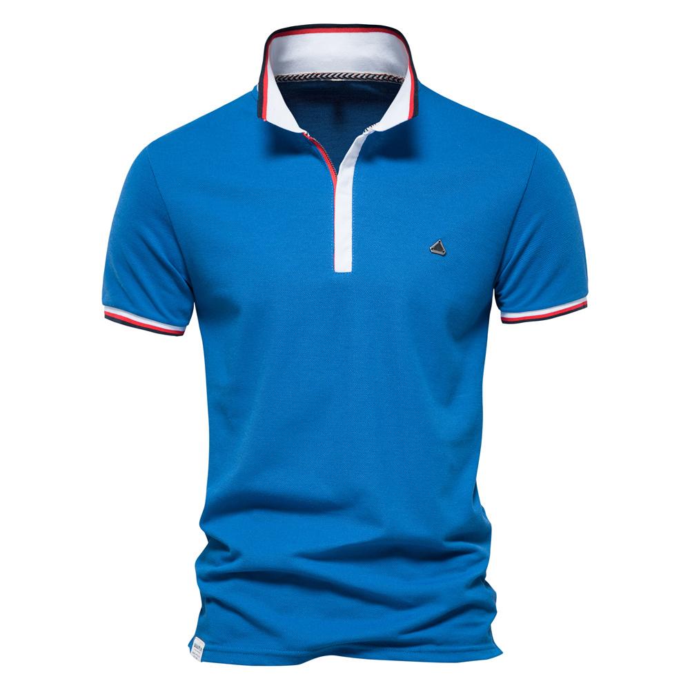AIOPESON Men Fashion AIOPESON Rits Katoenen Poloshirts voor Heren Nieuwe Zomer Korte Mouw Staande Kraag Modemerk Polo's Kwaliteit Sociale Herenkleding M 55-65 kg groen