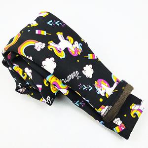 EL80HK Eenhoornpatroon Winter Herfst Dikke Warme Kinderen Meisjes Leggings Cartoon Plus Fluwelen Kinderen Broek 100 zwart
