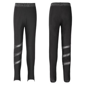 Inlzdz Kinderen Meisjes Ijs Kunstschaatsen Praktijk Lange Broek Panty Broek Strass Kind Schaatsen Legging 5-6 Years zwart