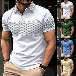 Kaileflf Mannen Zomer Top Rits Turn-down Kraag Korte Mouwen Trui Slim Fit Kleuraanpassing Zacht Ademend Zweetabsorptie Heren Casual Shirt M abrikoos