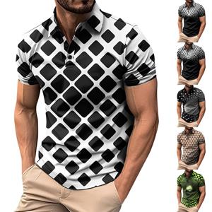 Xingben Two Golfshirt voor heren Casual Sport V-hals Geribbelde kraag Korte mouw Mode Casual Effen Kleur Effen Lente en zomer Normale pasvorm L