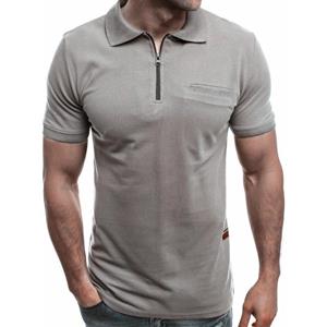 Forever Men Nieuw eenvoudig casual T-shirt voor heren met korte mouwen en revers in effen kleur S wit