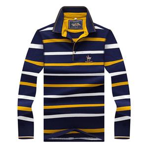 Ding Mao Clothing Mannelijke Polo Shirt Tops Lente Herfst Mannen Casual Heren Polo Shirts Met Lange Mouwen Heren Streep Polo Shirt XL grijs