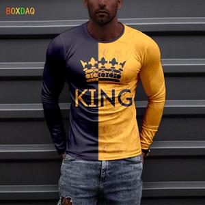 ETST 03 Heren T-shirt KING 3D Print T-shirt Herfst Lange Mouw O-hals Straat Hip Hop All-match Tops Mode Oversized 5XL 6XL Heren Tops S