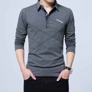 EG76LD Lente Herfst Casual katoenen polo T-shirt Herenmode Slanke polo Hoogwaardig zakelijk poloshirt grijs zwart 4XL zwart