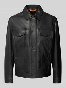 Boss Orange Leren jack Jocruz met drukknoopsluiting