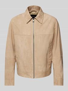 Boss Leren jack met strookzakken, model 'Malbano'
