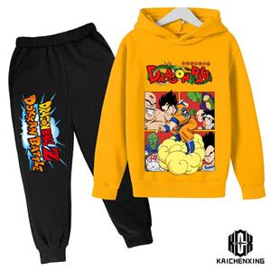 Xuhaijian02 Kinderkleding Dragon Ball Warme Trui Meisjes Fleece Hoodie Pullover Sweatshirt Broek Winter Lente Meisjes Jongens Trainingspak 130