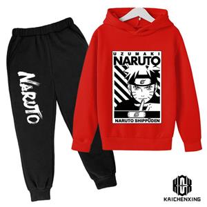 Xuhaijian02 Kinderjongenskledingset Naruto Hoodie Sweatshirt Kindersportkleding Lente en herfst Casual kinderkledingset 140