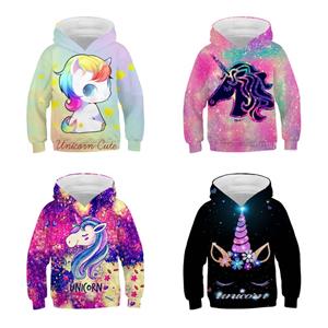 ETST WENDY 09 Meisjes Leuke Wit Blauwe Eenhoorn 3D Hoodies 4 5 6 7 8 9 10 11 12 13 Jaar Kinderen hooded Sweatshirt Jongen Kinderen Tiener Trui Kleding 100