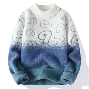 MILL MALL Herengebreide truien met ronde hals Herfst- en winterkleding en vrijetijdskleding XL blauw
