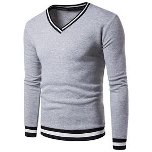 GRK Pure kleur zwart-wit colorblock Luokou heren casual trui met V-kraag en lange mouwen L rood